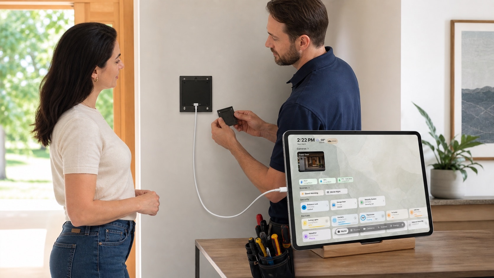 Zugängliche Stromversorgung für eine abnehmbare HomeDeck-iPad-Halterung planen