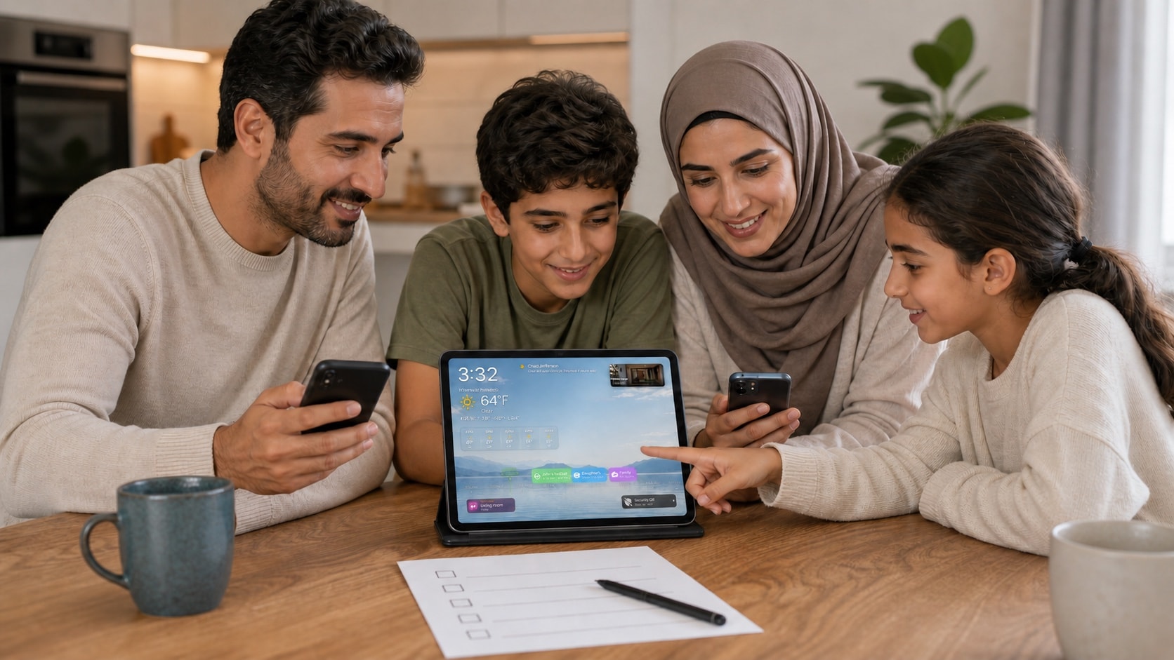 Une famille du Moyen-Orient teste le calendrier partagé pendant une semaine