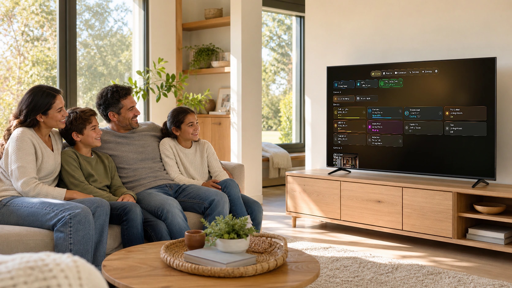 HomeDeck HomeKit dashboard on Apple TV in a living room