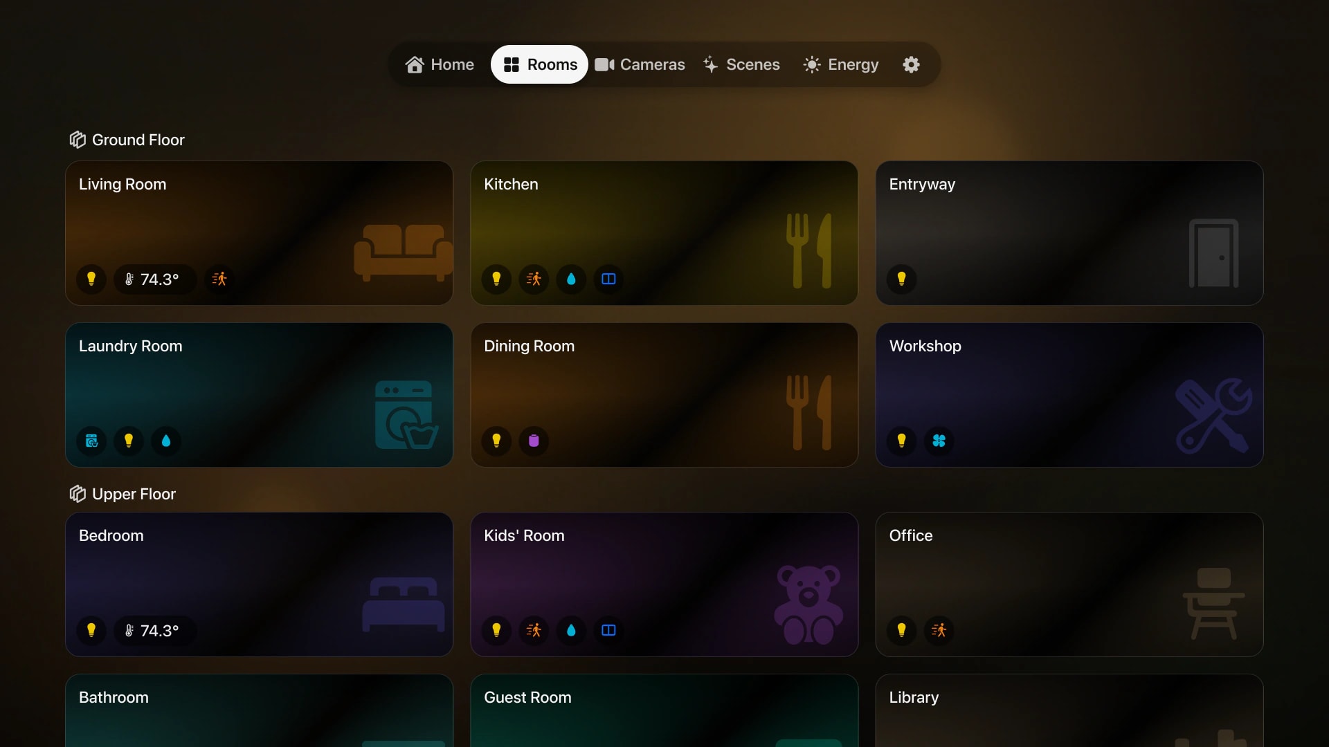 Vue des pièces HomeDeck conçue pour Apple TV